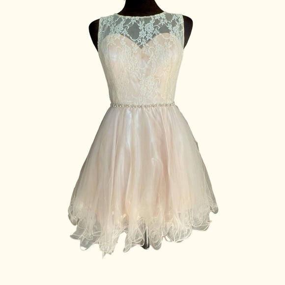MAY QUEEN COUTURE USA LACE OVERLAY DRESS SIZE 10 - Picture 1 of 9